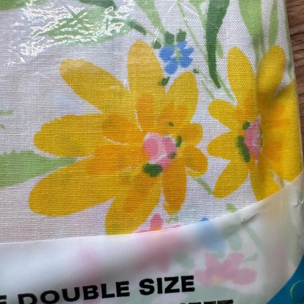 Vintage Montgomery Ward 1970s Full Fitted Sheet Flowers New Old Stock Cottage